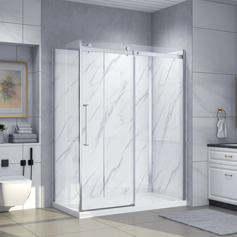 Bristol 60 In. X 79.2 In. Rectangular Corner Brushed Nickel Sliding Shower Kit, Brushed Nickel