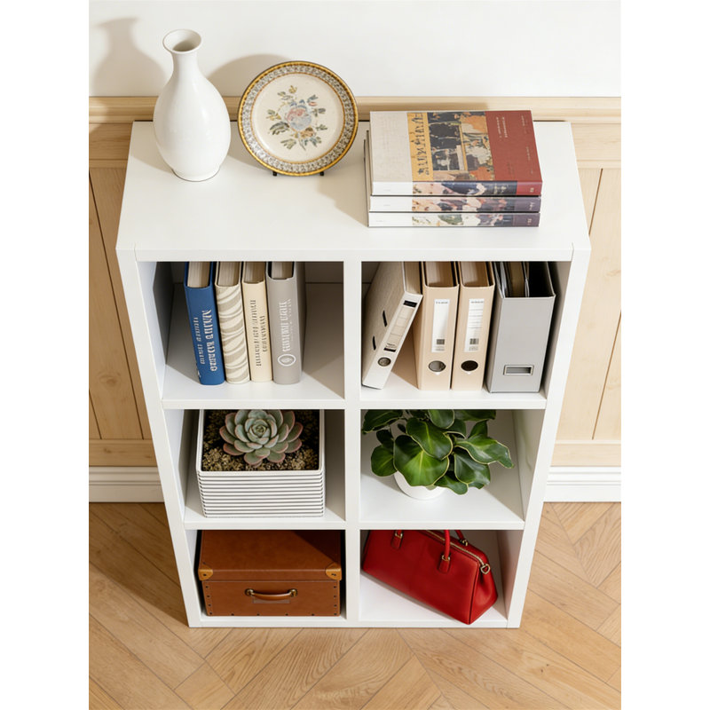 White 6-Cube Storage Organizer, Fits 11-Inch Bins, Stackable Bookcase For Closet, Bedroom, White