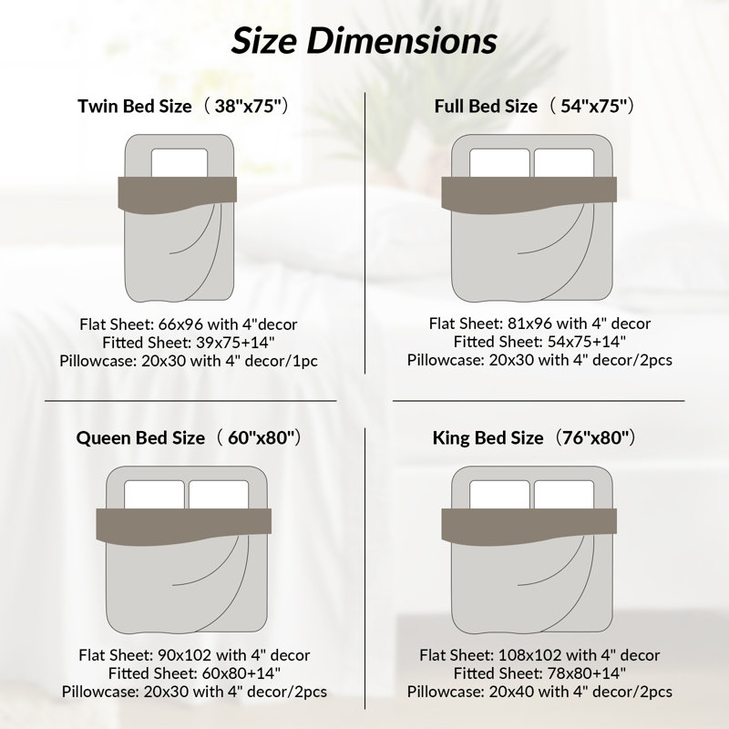 Draps et taies d'oreiller en polyester, Ensemble de draps pour très grand lit avec 2 taie, Gris