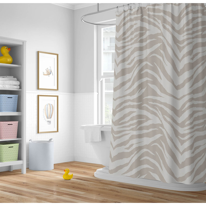 Tartan Block Ultra-Thin Lightweight Shower Curtain, Taupe Animal Print 1