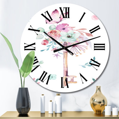 Fleurs et clé dans un style fantastique - Horloge murale traditionnelle
