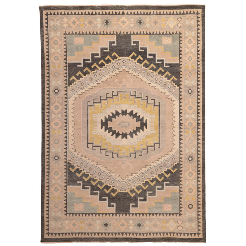 Tapis moderne gris anthracite Oushak 9 pi 10 po x 13 pi 10 po