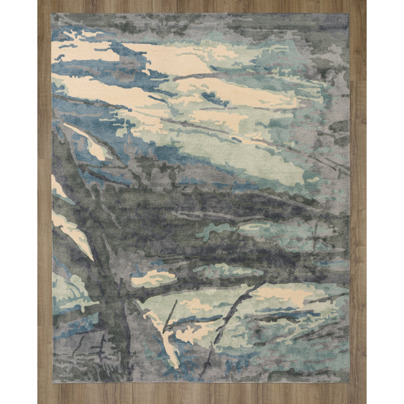Tapis en laine / tencel touffeté à la main Nouvelle-Zélande, 5 pi x 8 pi