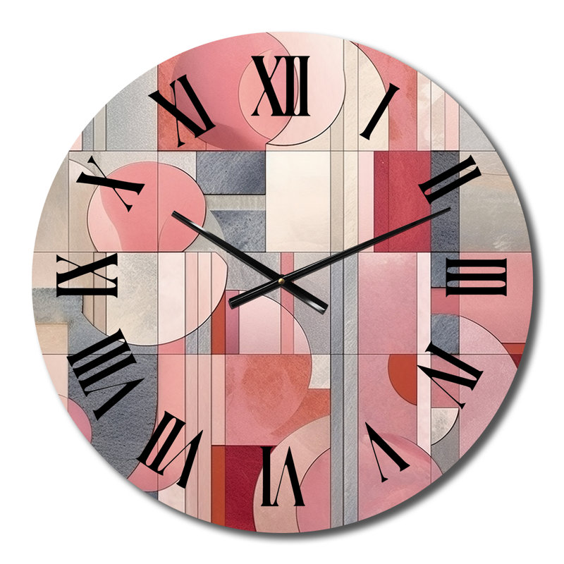 Horloge murale Pink Transcendent Angles IV - Abstract Shapes, Moyenne