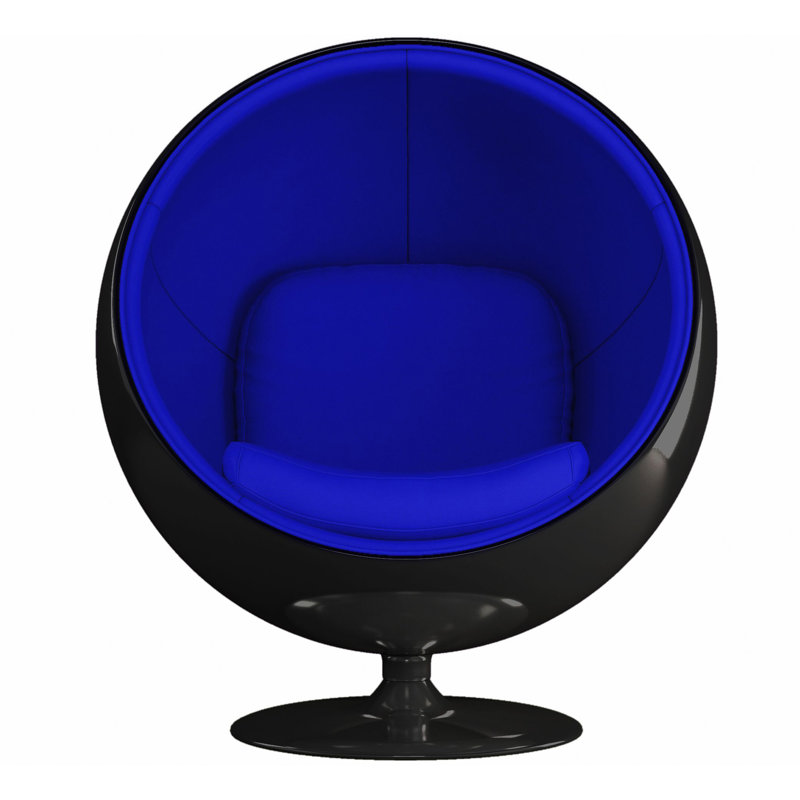 Modholic Globe Chair, Black Shell, Blue 100% Cotton, Black