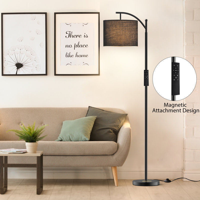 Mykah 61.8'' Arched/Arc Floor Lamp with Remote Control and Bulb Included, Black