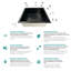 Évier de cuisine noir en nid d'abeille texturé noir 18 po - Bol simple - Acier inoxydable 316 avec calibre 16