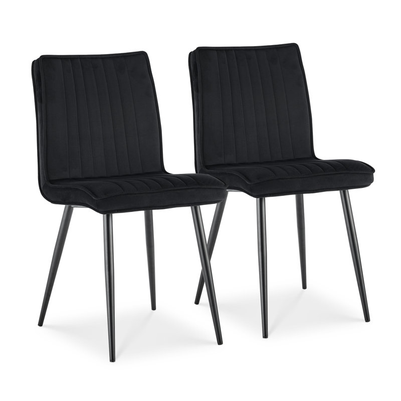 Tys 49cm H Fabric Upholstered Metal Side Chair, Black