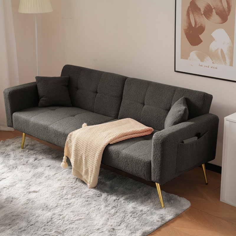176cm Upholstered Convertible Sofa, Dark Grey
