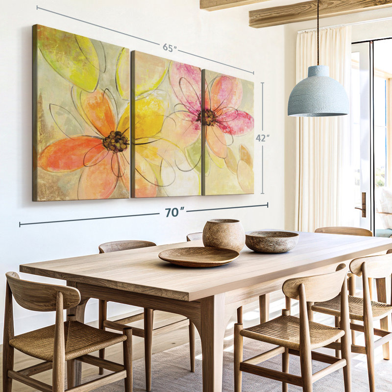 «Neon Floral I» sur toile, H 42 po x l 65 po x P 1,25 po