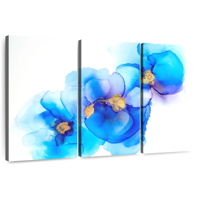 Avery Abstract Blue Flower, 28" H x 45" W