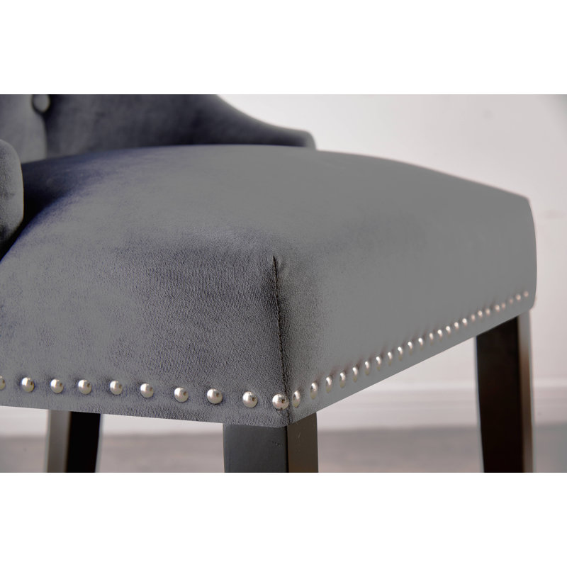 Scott Velvet Dining Chairs - Ergonomic Scoop Knockerback and Solid Wood Legs - Tufted Side Chair for Dining Room Kitchen Living Room