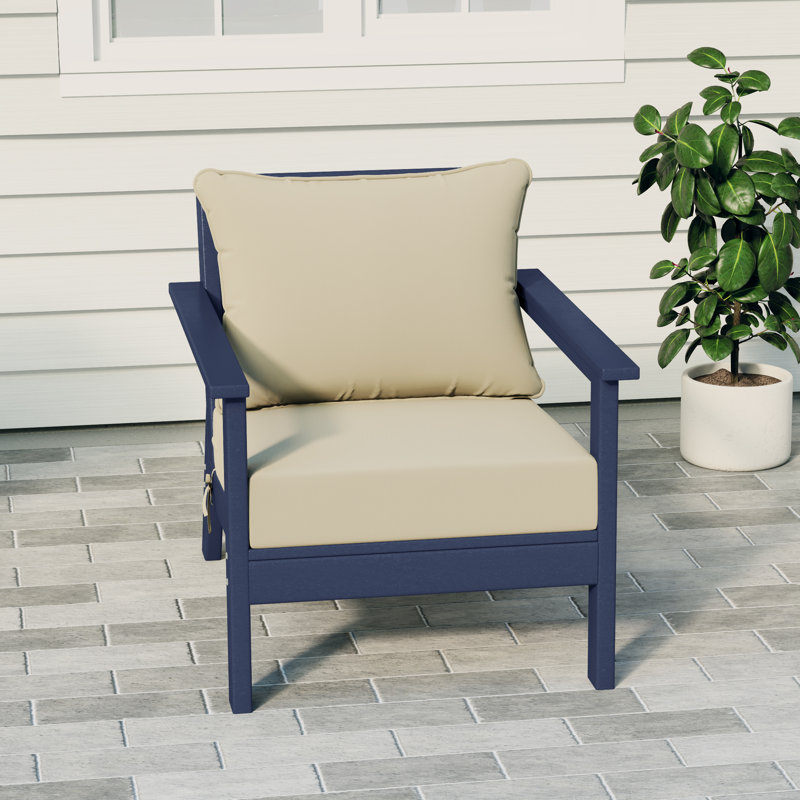 Chaise avec coussins Hydea, Marine, Beige