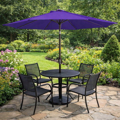 Parasol de marché pour terrasse 9 pi avec bouton poussoir inclinable et manivelle pour le jardin, la terrasse, la cour arrière, la piscine