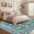Large Area Rug 9x12 Vintage Rug Non Slip, Thin Washable Oriental Carpet, Soft Non Shedding Floor Covering, Low Pile Foldable Printed Mats for Open Spaces Office Hotel, Green-513155484-513155425