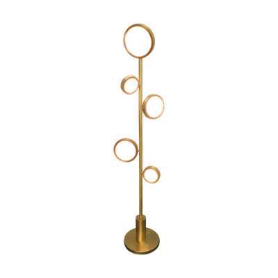 Dainte Luxury Circles Floor Lamp – Modern Sculptural Brass & Glass Floor Light with Matte Black Finish for Living Room