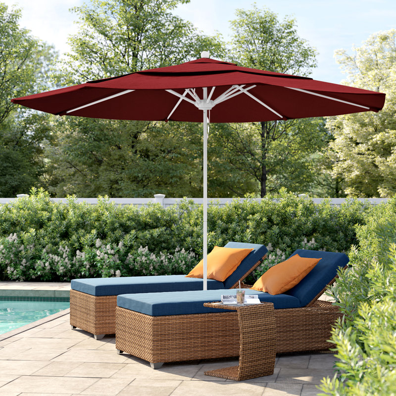 Parasol de marché 11 pi Silva, Toile toile terre cuite Sunbrella®, Blanc mat