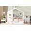 Lit double en bois avec lit gigogne en bois, conception moderne pour enfants avec tablette de rangement, blanc