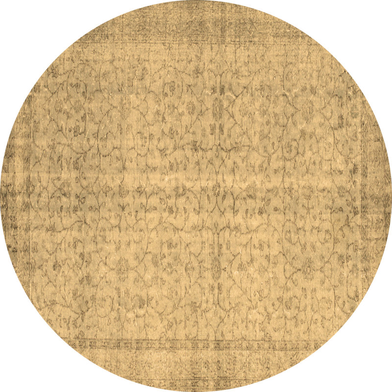 Tapis contemporains brun lavable à la machine 546, Rond 4 pi
