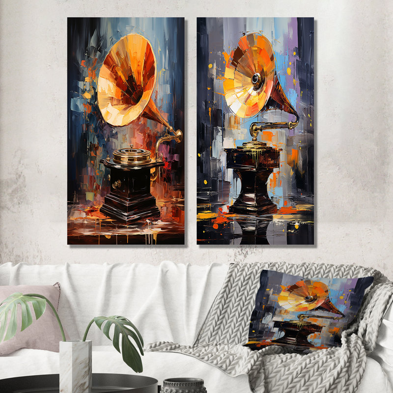 " Phonograph Impression " 2 - Pieces, Wrapped Canvas, 24" H x 20" W