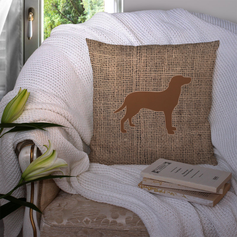 Coussin intérieur/extérieur en toile jute labrador, Brun, H 14 po x l 14 po x P 4 po