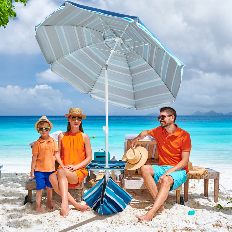 Arletha 176cm Beach Parasol, Navy Blue