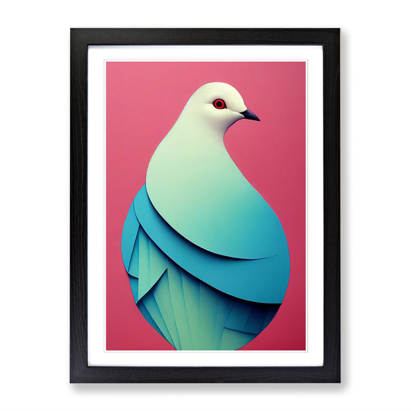 Beautiful Dove Bird - Single Picture Frame Print, 64cm H x 46cm W, Black Framed