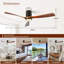 60 pouces Ventilateur de plafond encastré noir mat intérieur / extérieur à DEL avec pales en bois, télécommande CC 6 vitesses