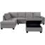 Canapé modulaire moderne avec méridienne réversible, ensemble de canapé en forme de L avec repose-pieds de rangement et deux porte-gobelets pour le salon