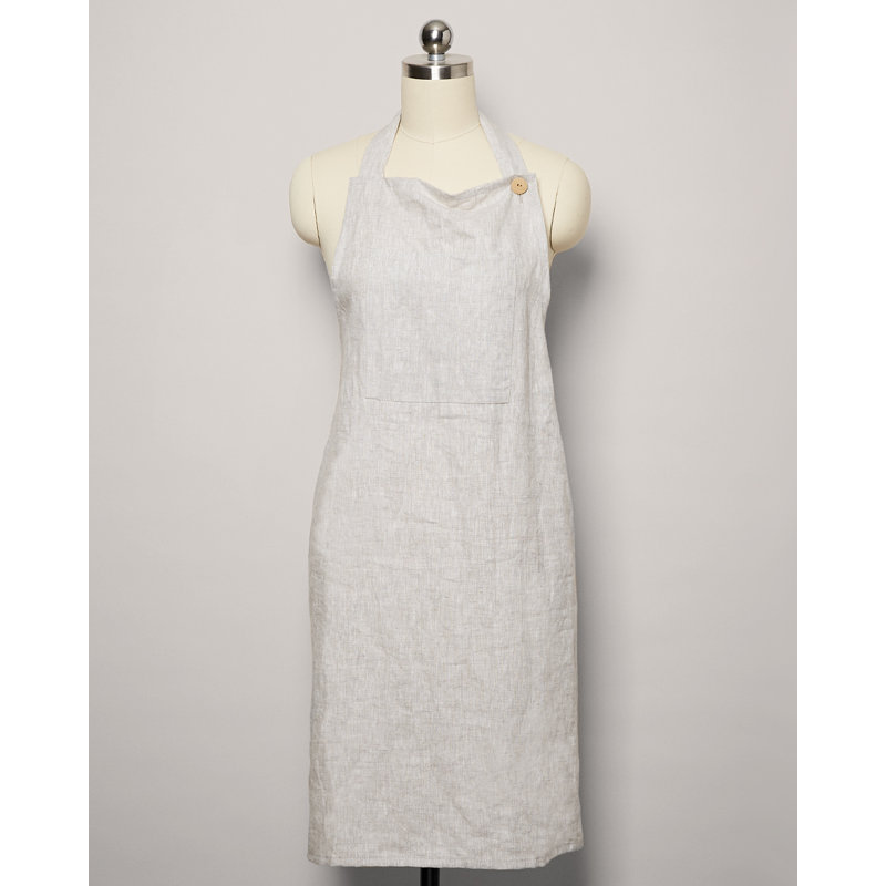 No Holiday Cotton Bib Apron, Stone