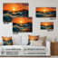 Abstrait lyrique orange sarcelle, coucher de soleil lyrique - abstraction lyrique, décoration murale acrylique-101523944