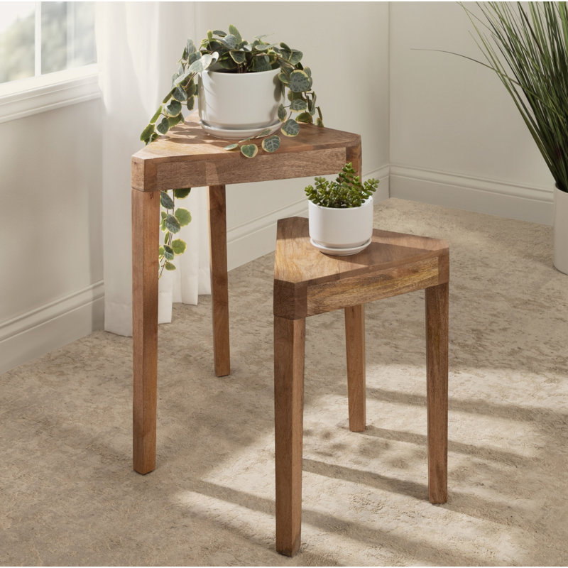 Solid Wood Nesting Tables (Set of 2), Natural
