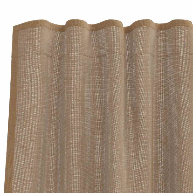 Semi Sheer Curtain Pair, 140cm Width x 245cm Drop, Light Brown