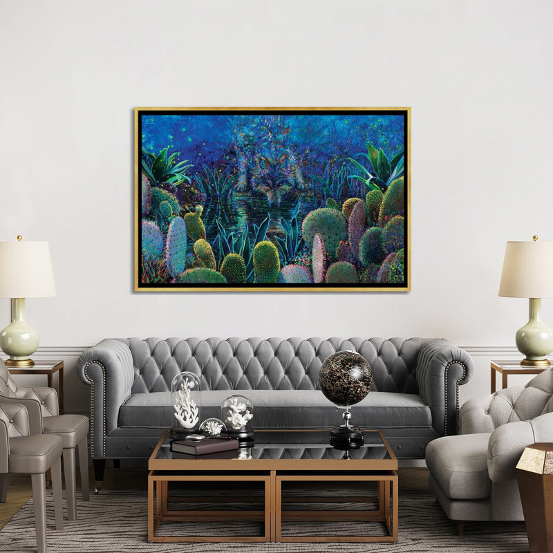"Lobo Sirocco" par Iris Scott, reproduction d’art, H 40 po x l 60 po x 1,5 po, Toile encadrée d'or, Pas de tapis