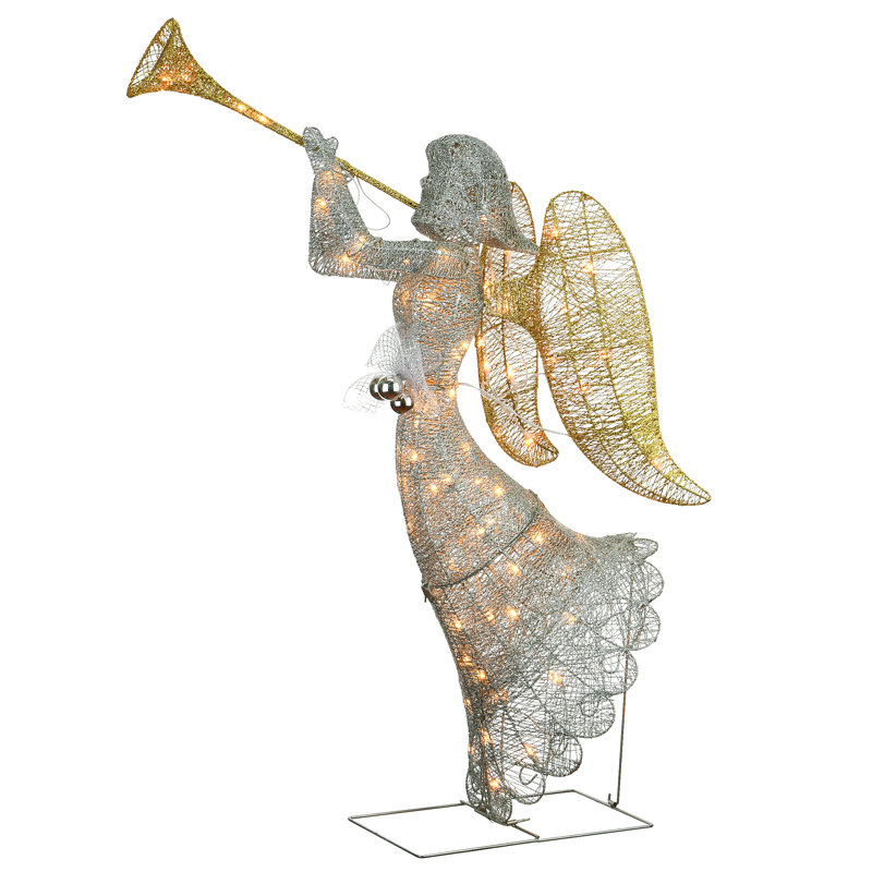 48 in. Silver Angel Decoration with LED Lights
