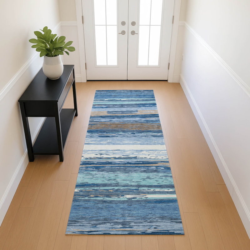 Machine Washable Indoor/Outdoor Jeffery ACN2287 Stripes Rug, Runner 2'3" x 7'6"