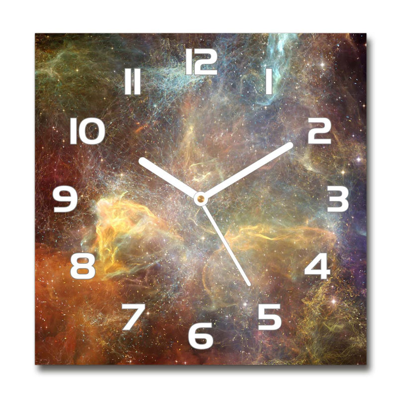 Glass Wall Clock, Brown/Yellow/White
