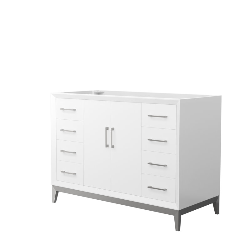 47.75'' W Single Bathroom Vanity Base, White/Brushed Nickel