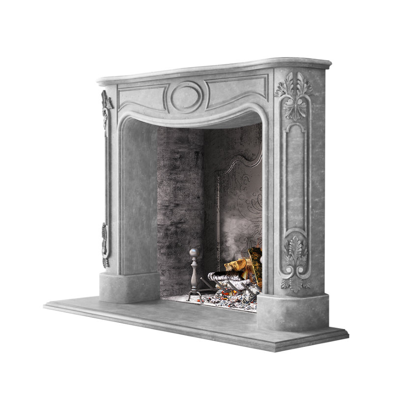Florence Fireplace Surround, Gray Travertine