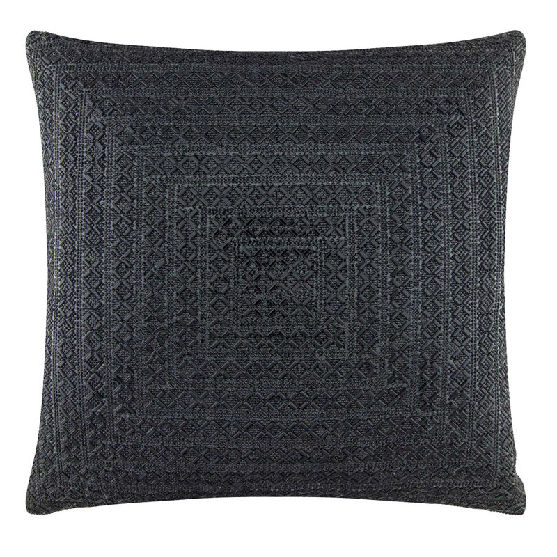 Black Velvet Rhinestone Square Throw Pillow 20" x 20"