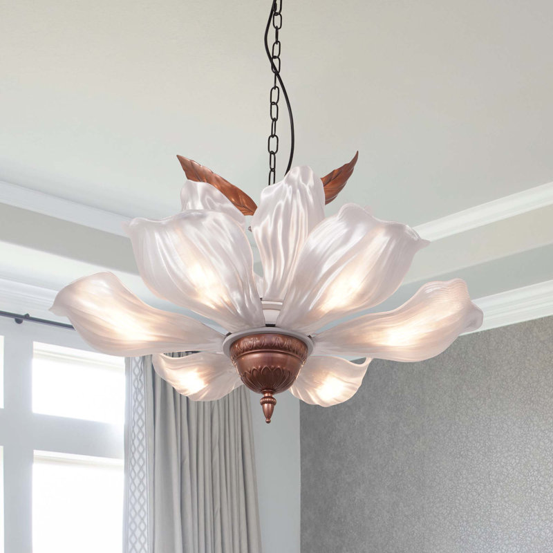 6-light Dimmable French Vintage Floral Chandelier