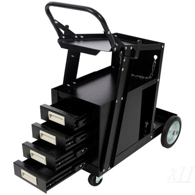 Heavy Duty 2-Tier 4 Drawers Rolling Welding Cart Portable Welder Storage Trolley with Wheels for MIG TIG ARC Welder Plasma Cutter and Welding Accessor