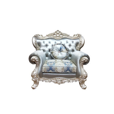 Chaise rembourrée bleu et champagne Ariel