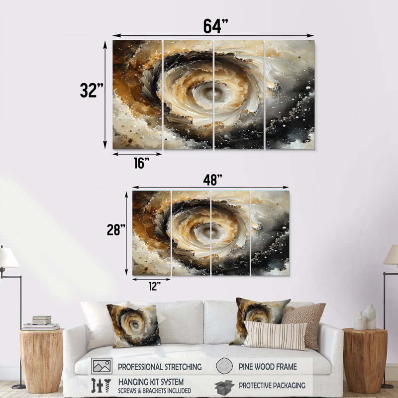 Ofodire - Art mural abstrait - Art mural moderne sur toile, H 28 po x l 48 po, 4