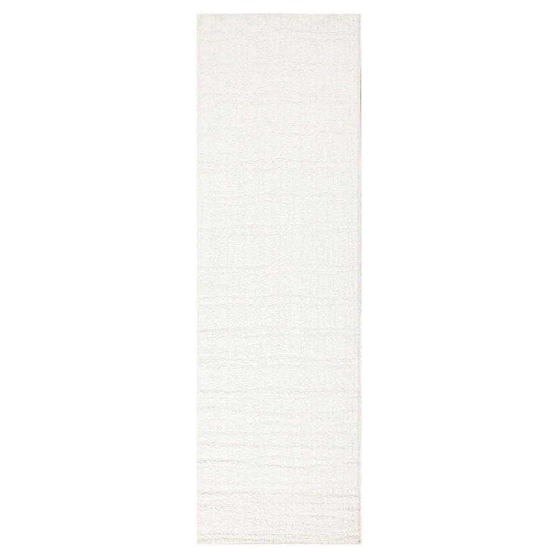 Modern Geometric Lines Area Rug, 2x7, Ivory