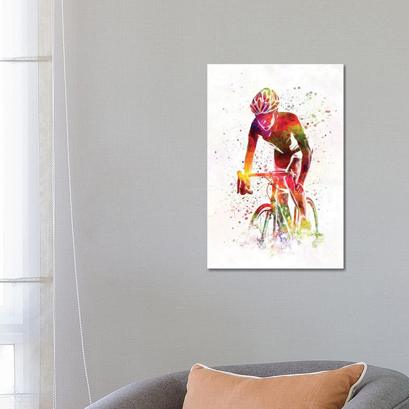 Woman Triathlon Cycling by Paul Rommer - Wrapped Canvas Painting, 66.04 cm H x 45.72 cm W