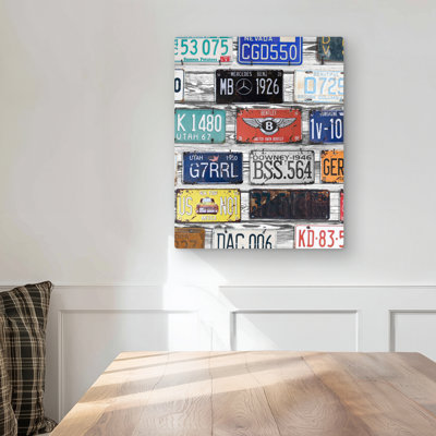 Vintage Plates Registration - Industrial Metal Print Decor