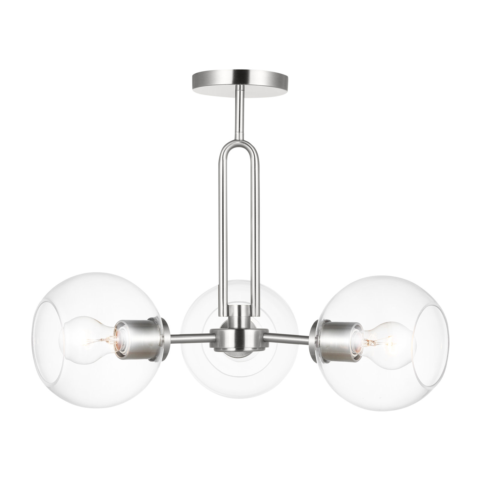 Herma 22" 3-Light Semi Flush Mount, Brushed Nickel