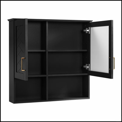 Armoire de toilette 2 en 1 avec tablettes réglables et portes à fermeture douce, armoire à pharmacie murale de 30 po pour le rangement du meuble-lavabo