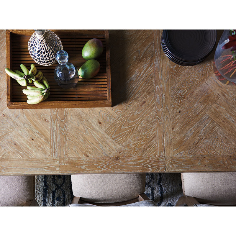 Elegant Herringbone Extendable Wood Dining Table in Brown